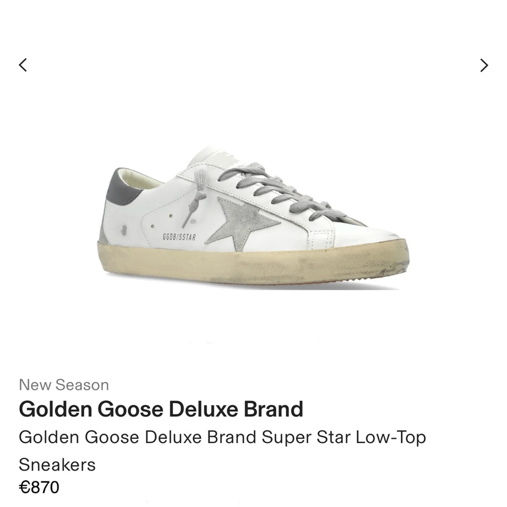 Golden Goose White Leather Super-Star Sneaker with Gray Star and Laces | EU 37